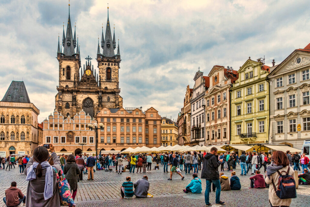 Tourists at the Old Town Square, Prague