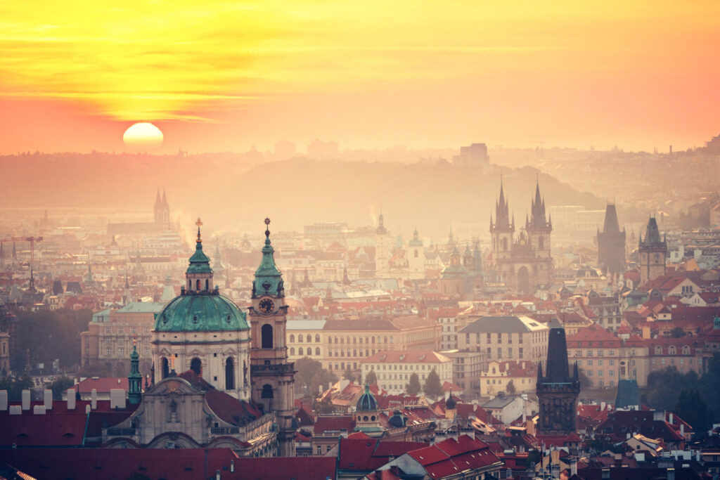 Prague at the sunrise