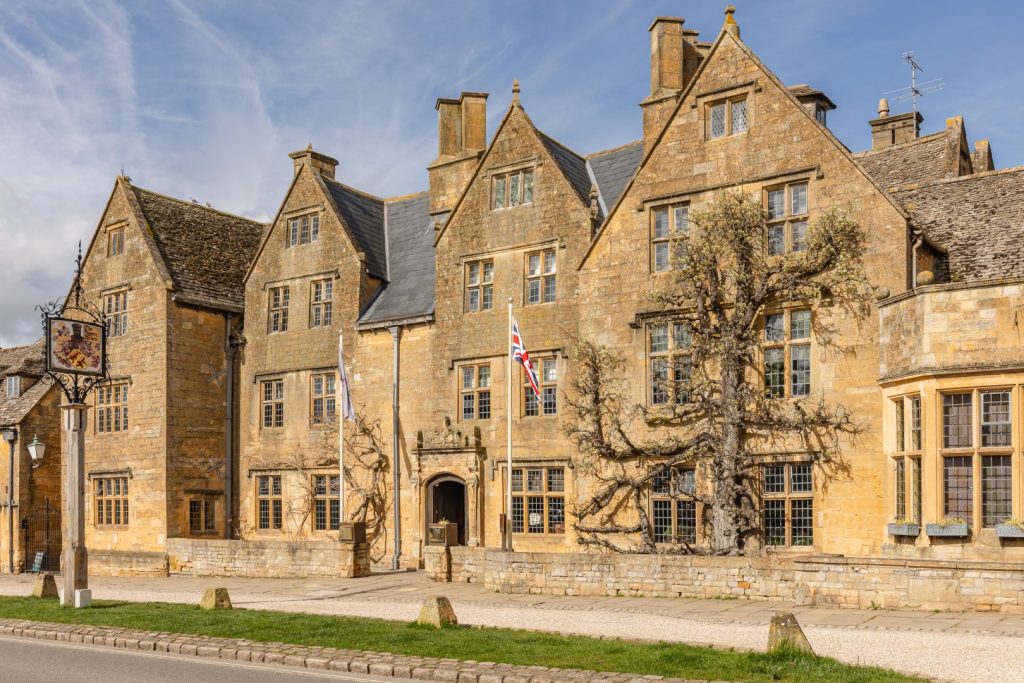 Exterior of the Lygon Arms, in the Cotswolds
