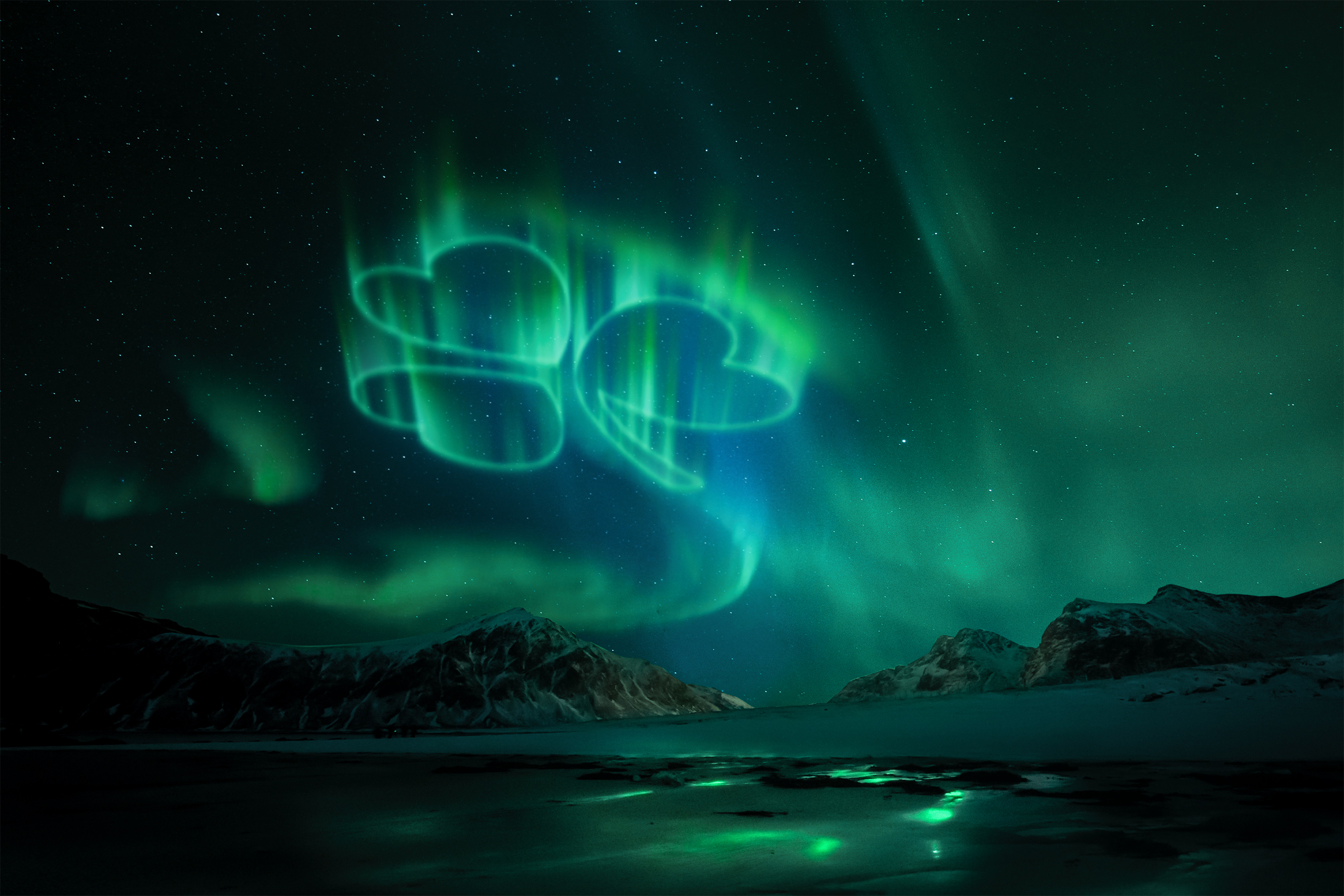 Northern lights in the shape of a shamrock