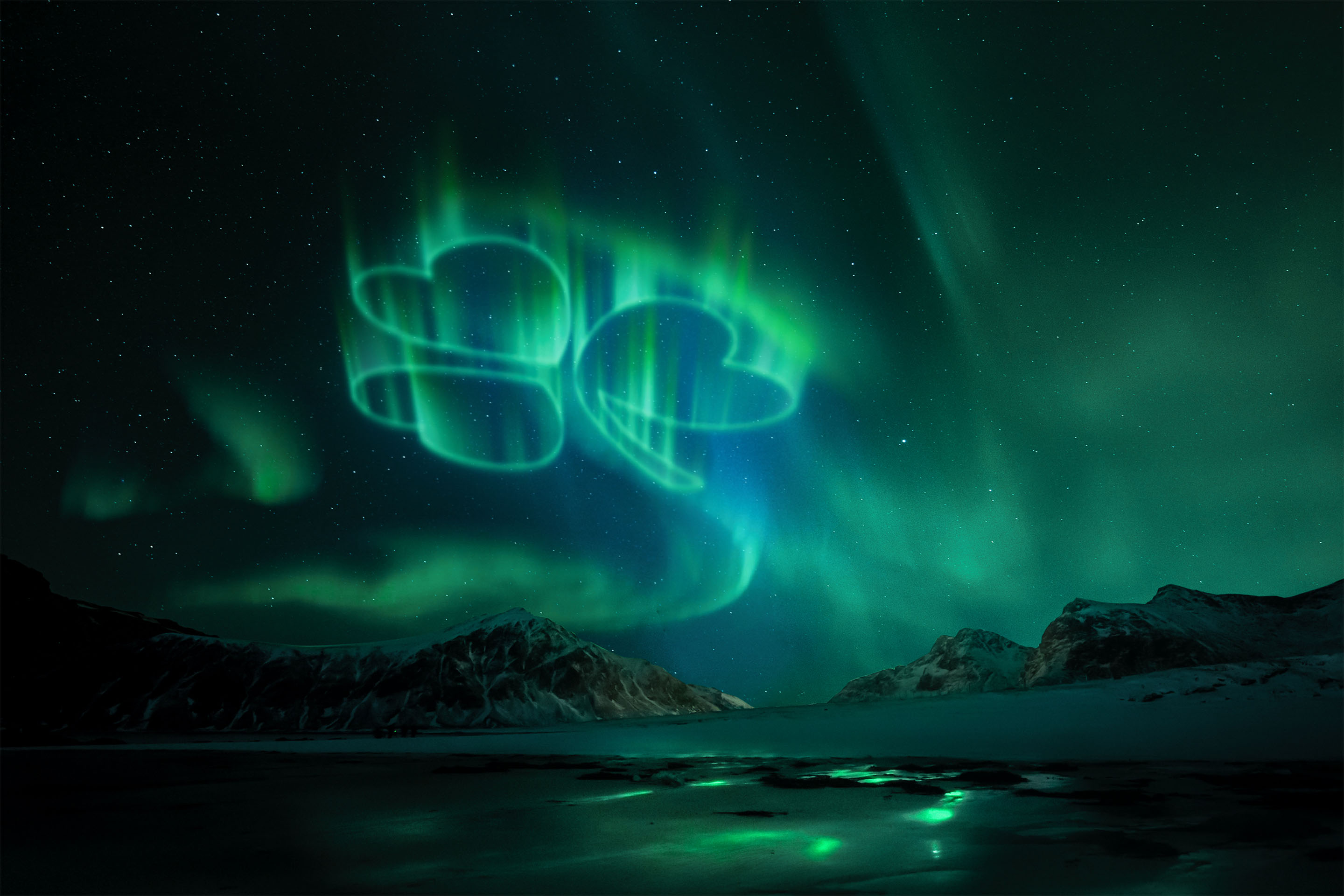 Northern lights in the shape of a shamrock