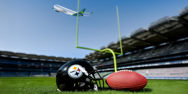 Pittsburgh Steelers helmet on pitch at Croke Park