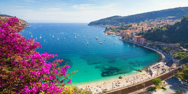 View over bay in the Cote D'Azur in southern France