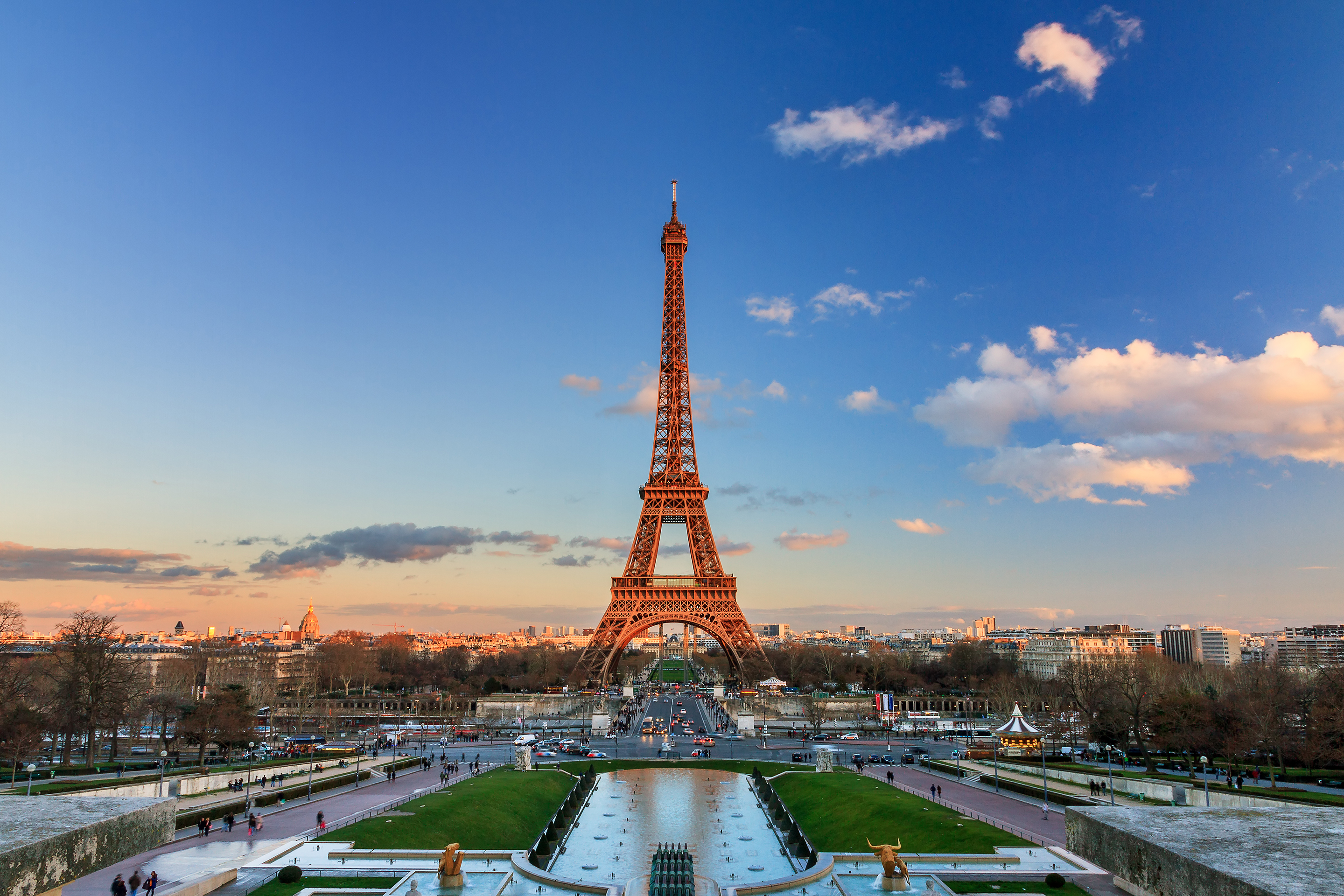 Aerial view of Eiffel Tower in Paris from Aer Lingus plane