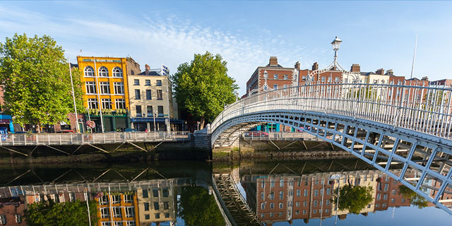 View of Hapenny Bridge in Dublin