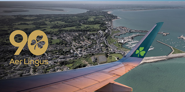 Aerial view over Howth in Dublin from an Aer Lingus plane