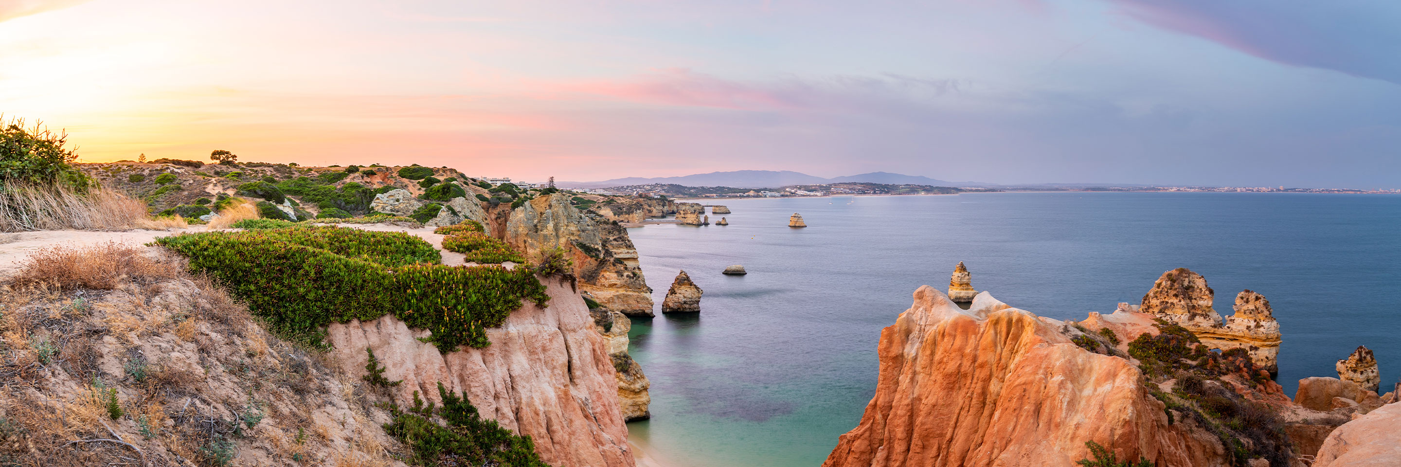 Sunset scene in Faro Portugal