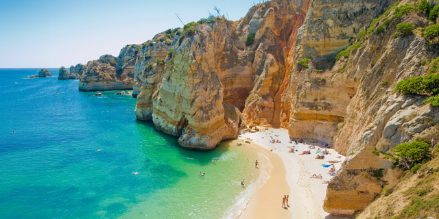 View of Praia Dona Ana beach in Lagos in the Algarve