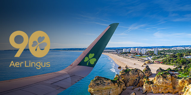 View climbing out over the Algarve coast from an Aer Lingus aircraft