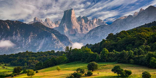Asturias mountain range with mist
