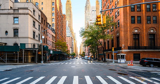 Image of zebra crossing in downtown Manhattan
